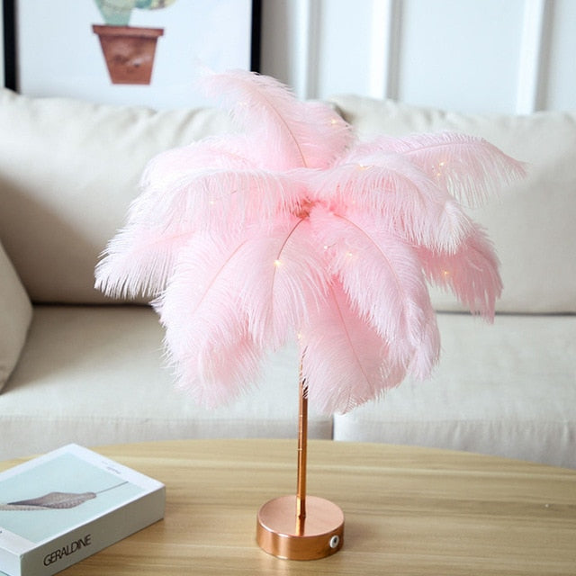 Palm Tree Feather Table Lamp