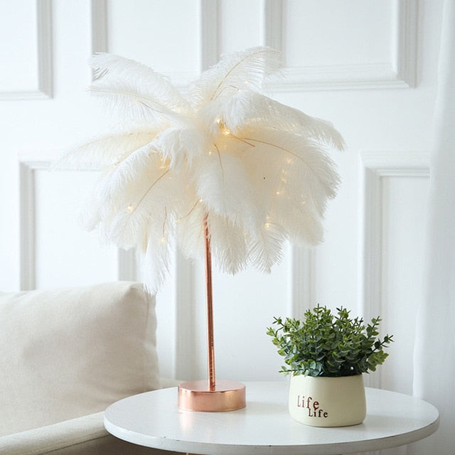 Palm Tree Feather Table Lamp